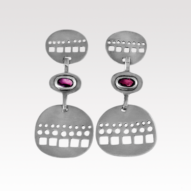 Pink Tourmaline Cutout Discs Earrings