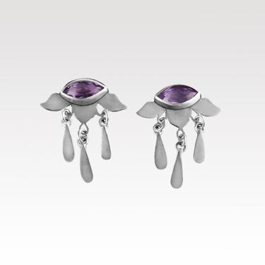 Amethyst Floral Drop Earrings