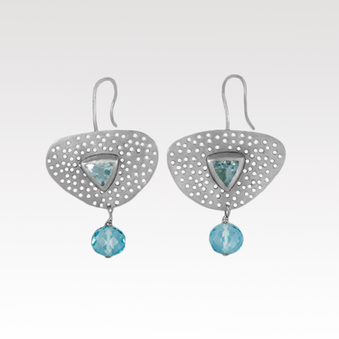 Blue Topaz Triangle Cutout Earrings