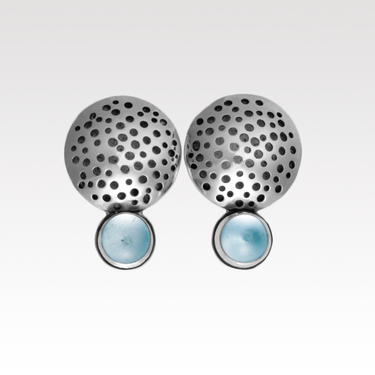 Blue Topaz Cutout Pillow Earrings