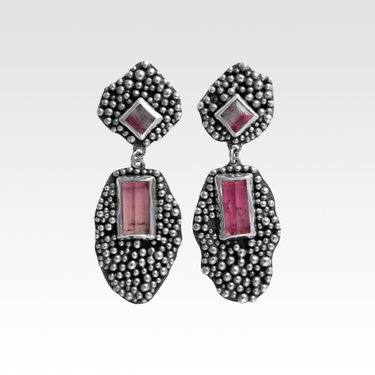 Watermelon Tourmaline Puddle Earrings