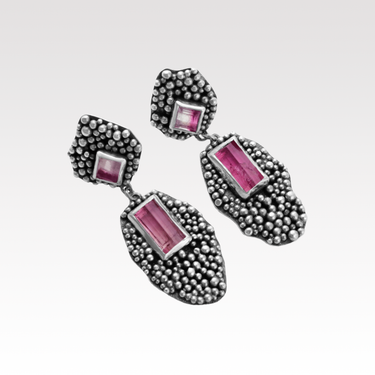 Watermelon Tourmaline Puddle Earrings