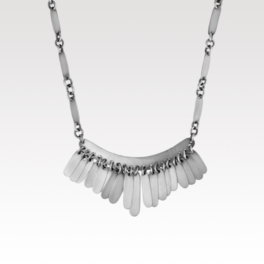 Semi Tarnished Long Fringe Necklace