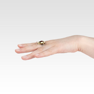 Garnet Gold Shield Ring