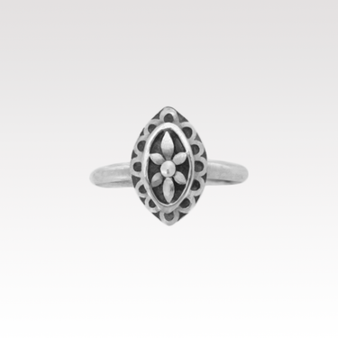 Floral Almond Coin Ring