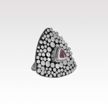 Flat Bubble Pink Tourmaline Ring