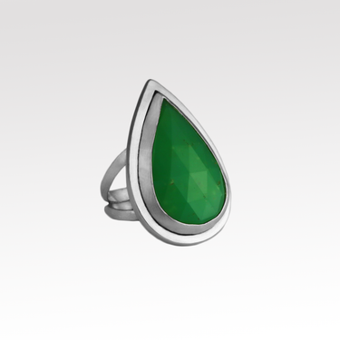 Chrysoprase Teardrop Ring